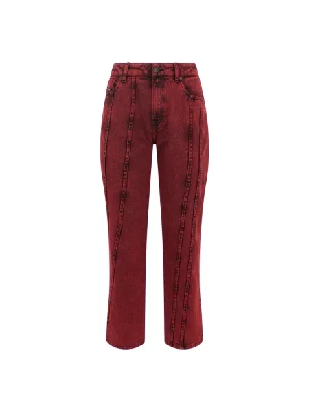 Jeansy straight leg Diesel czerwone