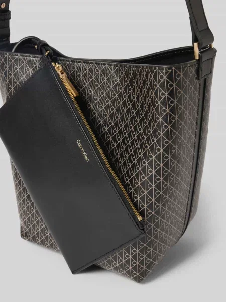 Torba typu bucket w skórzanym wyglądzie Ck Calvin Klein czarny
