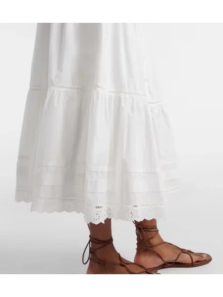 Fusta maxi Poupette St Barth cu broderie alb