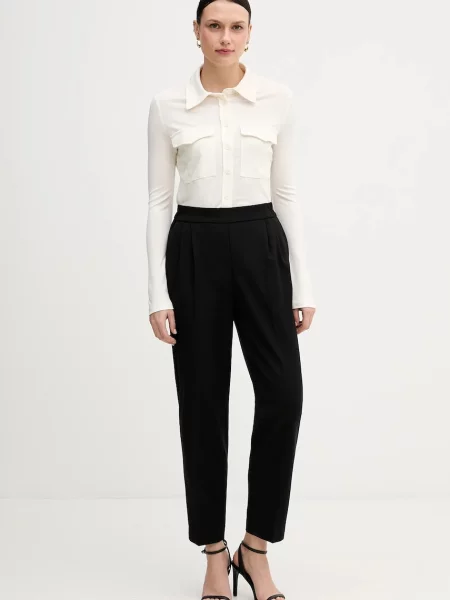 Sisley spodnie fason chinos high waist czarny