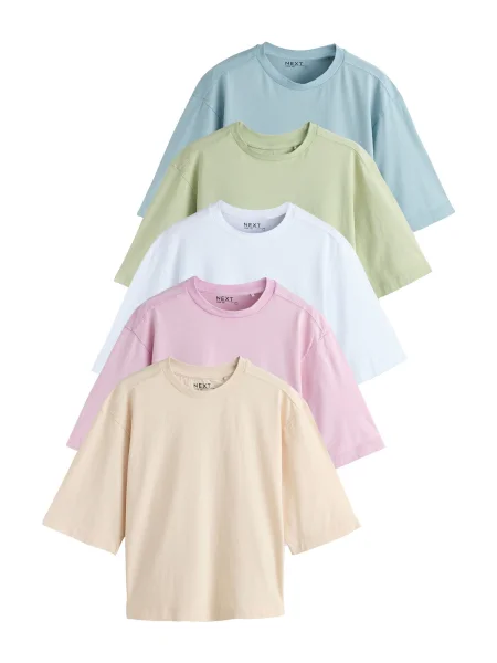 Next Tricou cyan / deschis / verde mentă / portocaliu pastel / roz deschis albastru