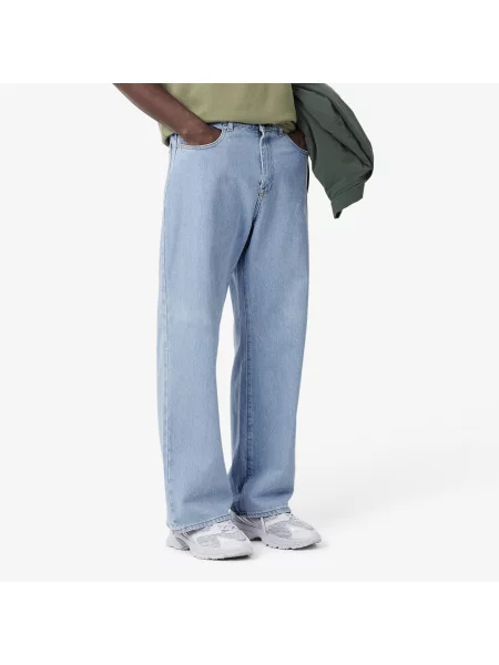 Lacoste Spodnie Jeansowe Loose Fit niebieski