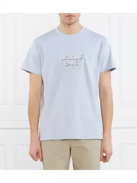 GUESS Tricou SS CN GUESS EMBRO BO albastru