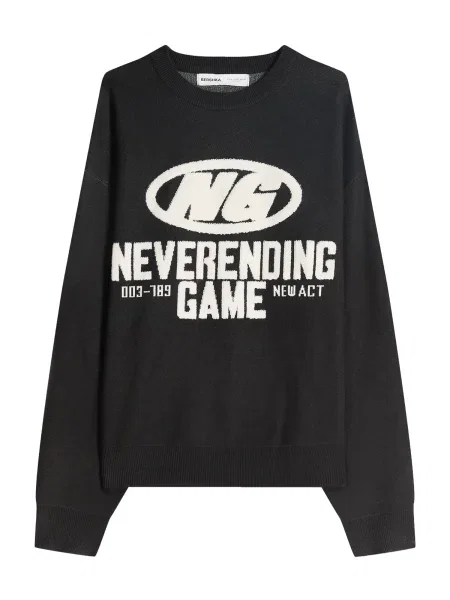 Bershka Svetr slonová kost černá