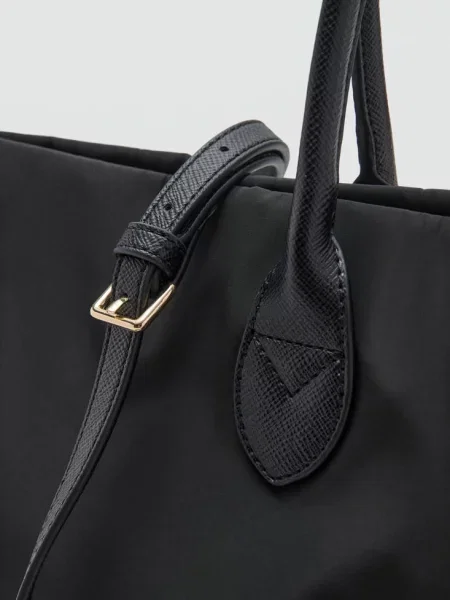 Torba shopper z podwójnym uchwytem Kobieta uniwersalny MANGO czarny