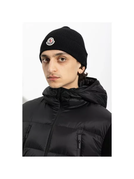 Czapka Moncler wełniana czarna