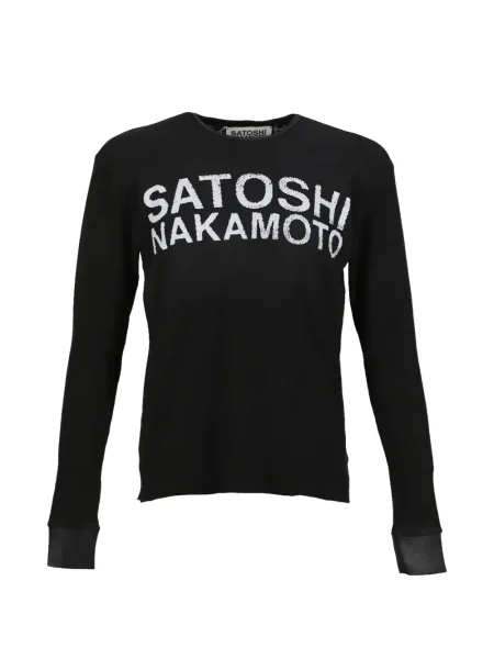 Tricou Satoshi Nakamoto lung negru