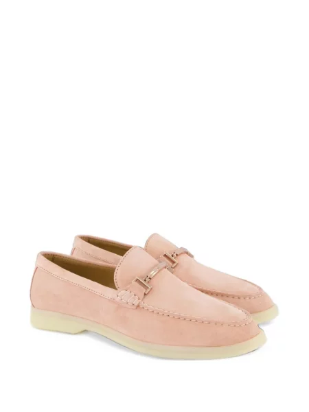 Pantofi loafer Gibaldi din piele de căprioară cu bretele roz