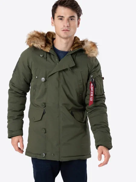 ALPHA INDUSTRIES Zimska jakna Explorer rjava / oliva / rdeča bela