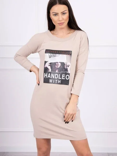 Rochie Kesi cu imagine de costum bej