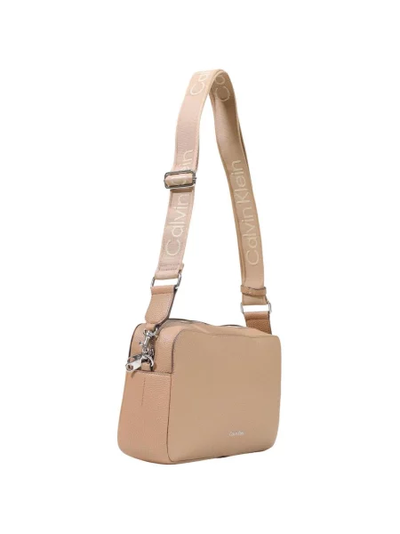 Calvin Klein Geantă Webbing 2X Strap Lg Camera Bag Bej maro