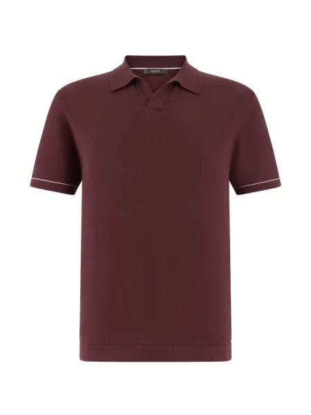 Tricou polo Boggi Milano din crep roșu