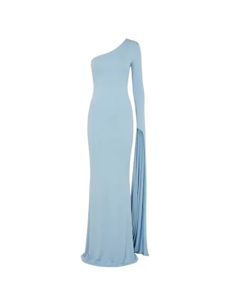 Rochie maxi The New Arrivals Ilkyaz Ozel drapată cu un umăr gol albastru