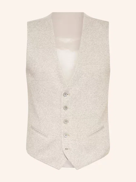 Paul Oboustranná Obleková Vesta Extra Slim Fit Z Žerzeje sand