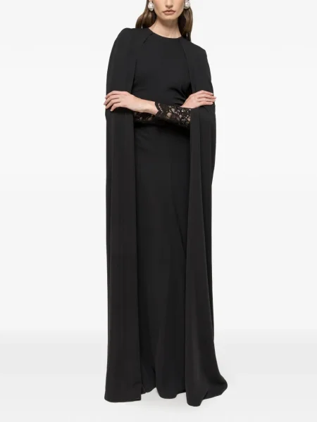 Rochie maxi Nissa din dantelă de costum negru