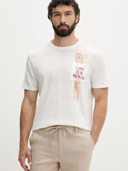 Saint Barth tricou pentru bărbați din in bej