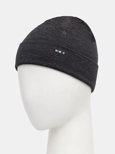 Двостороння шапка Smartwool Thermal Merino Reversible з тонкого трикотажу вовна чорний