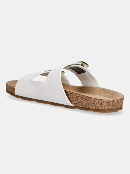 Tommy Hilfiger klapki skórzane TH CLASSIC CORK SANDAL LEATHER białe