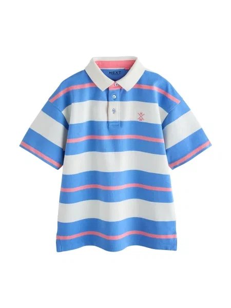 Next Tricou albastru regal / roz deschis alb