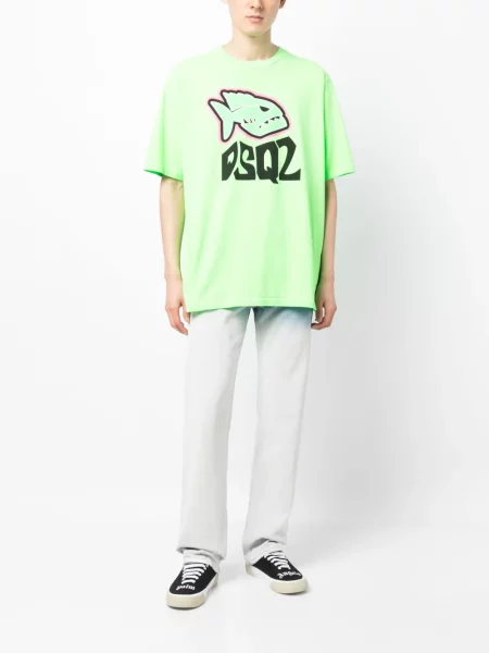 Raštuotas marškinėliai Dsquared2 žalia