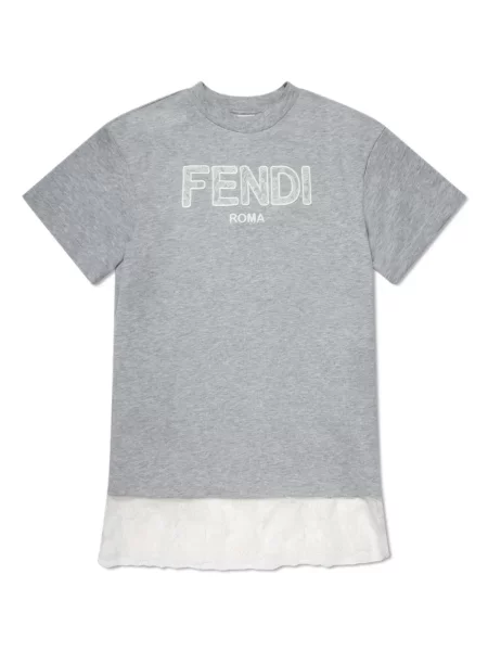 Sukienka koszulowa dziecięca Fendi szara