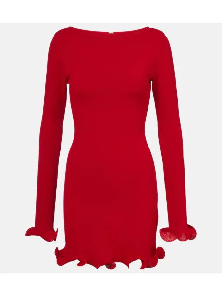 Dzianinowa sukienka Same z falbankami czerwona