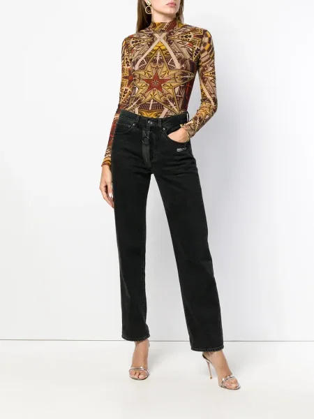 Rolák top Jean Paul Gaultier Pre-owned s potiskem hnědý