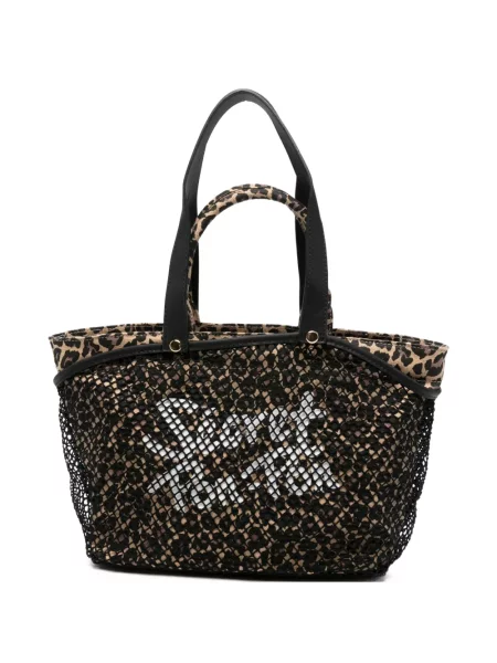 Geantă shopper Secret Pon Pon cu imagine cu model leopard plasă