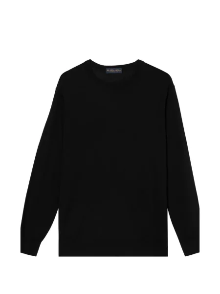 Pulover Brooks Brothers de lână cu decolteu rotund negru