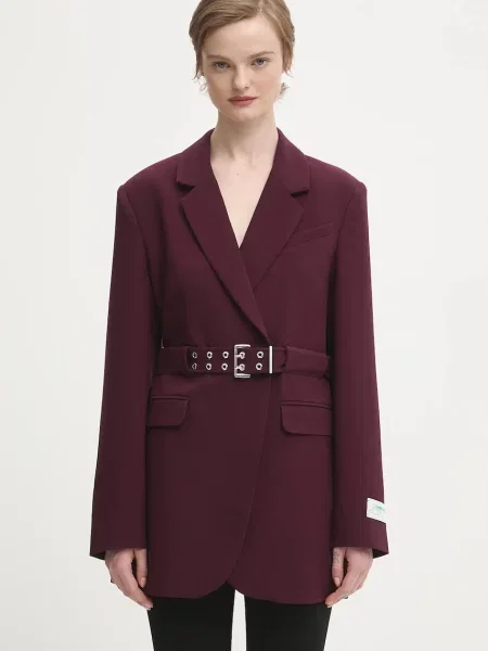 GANNI sacou Future Twill Suiting bordo un singur rand de uni