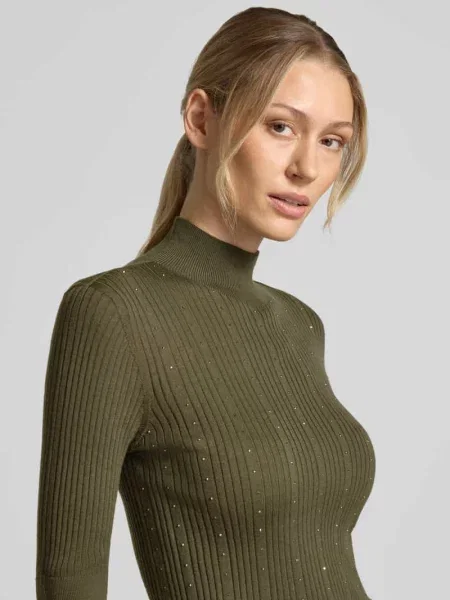 Longsleeve o kroju slim fit z czystej wełny merino Model Maglia Costine' Liu Jo White