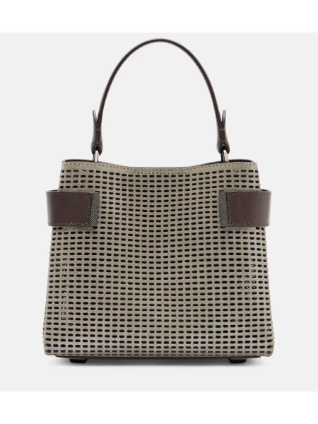 Geanta de piele Brunello Cucinelli din piele mini maro