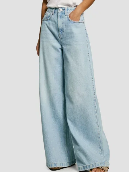 Широкі джинси Pepe Jeans блакитні