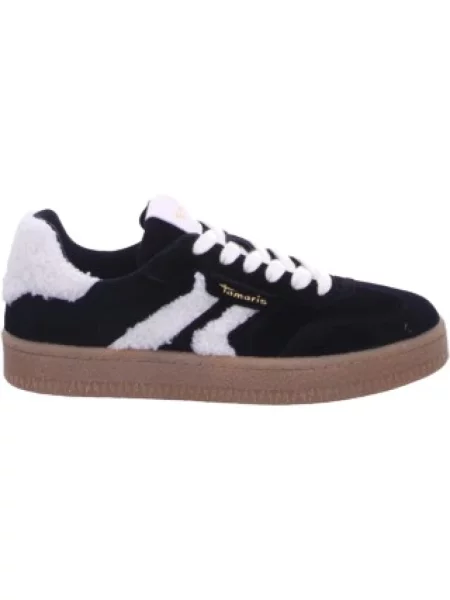 Sneakersy Tamaris sznurowane koronkowe casual czarne