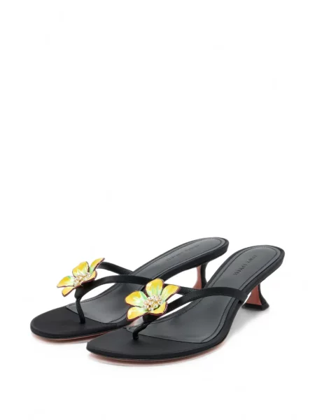 Sandale Amina Muaddi cu model floral negru