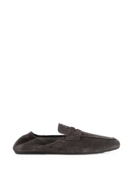 Pantofi loafer Prada din piele de căprioară maro