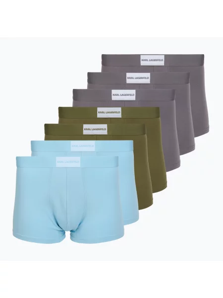 Boxeri pentru bărbați KARL LAGERFELD Essential Logo Trunk 7 perechi olive/clear sky/excalibur kaki