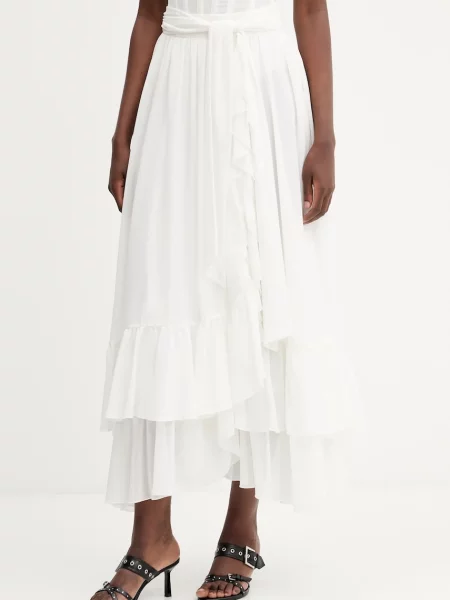 Bardot fustă midi evazați alb