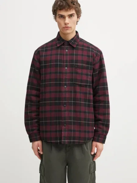 Carhartt WIP geacă cu aspect de cămașă Gargan Shirt Jac de iarnă bordo