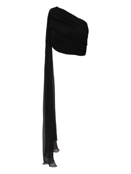 Bluzka Posse drapowana na jednym ramieniu czarna