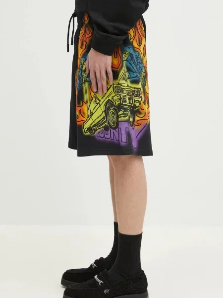 Шорти Marcelo Burlon County Flame Comfy Sweatshort Black Red чорний