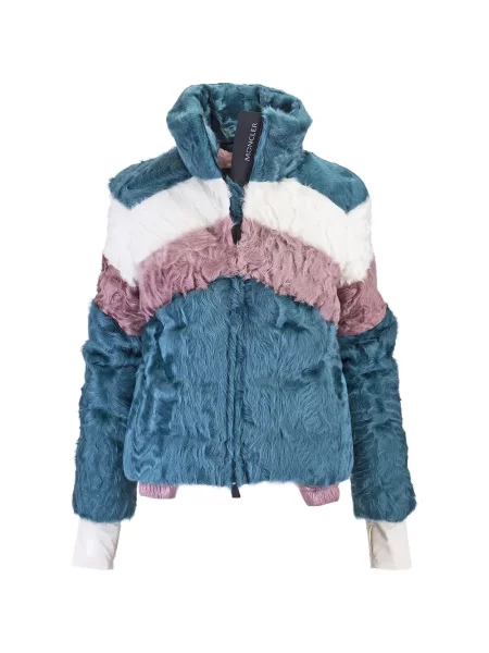 Geacă Moncler Grenoble cu blană albastru