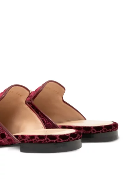 Papuci tip mules Gucci de catifea roșu