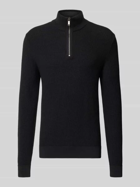 Sweter z dzianiny ze stójką Mcneal czarny