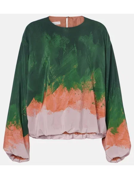 Jedwabny top Dries Van Noten zielony