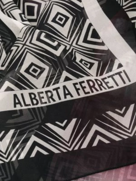 Μεταξωτός κασκόλ Alberta Ferretti με σχέδιο μαύρο