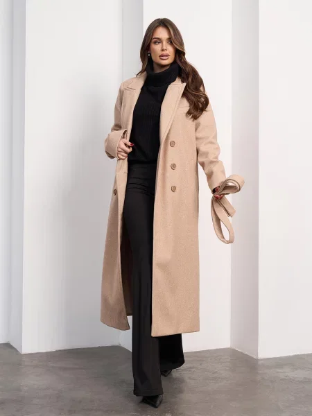 Пальто ISSA Plus кашемір бежевий