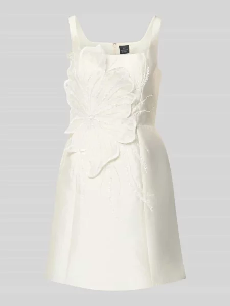 Sukienka koktajlowa z ozdobnym obszyciem Adrianna Papell biała