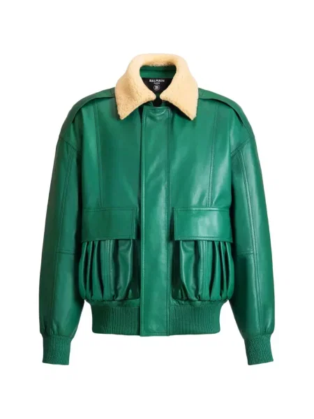 Geanta de piele Balmain verde
