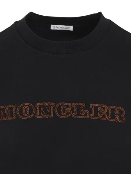 Scurt tricou Moncler cu broderie negru